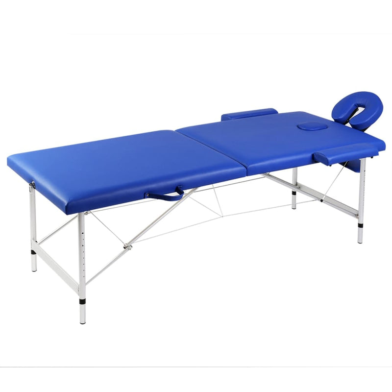 vidaXL Black Foldable Massage Table 2 Zones with Aluminium Frame