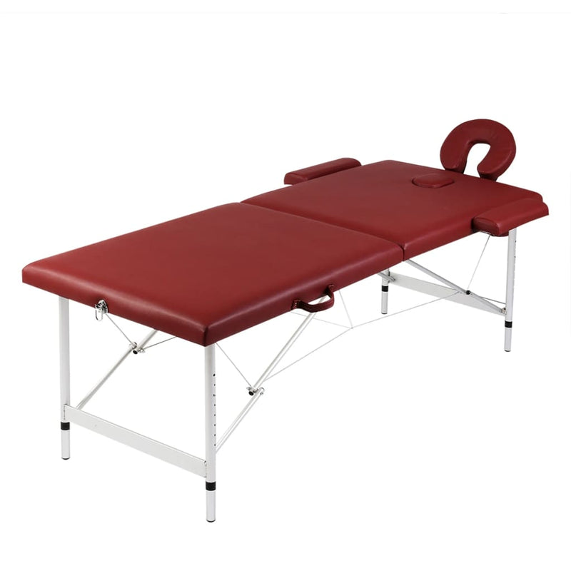 vidaXL Black Foldable Massage Table 2 Zones with Aluminium Frame
