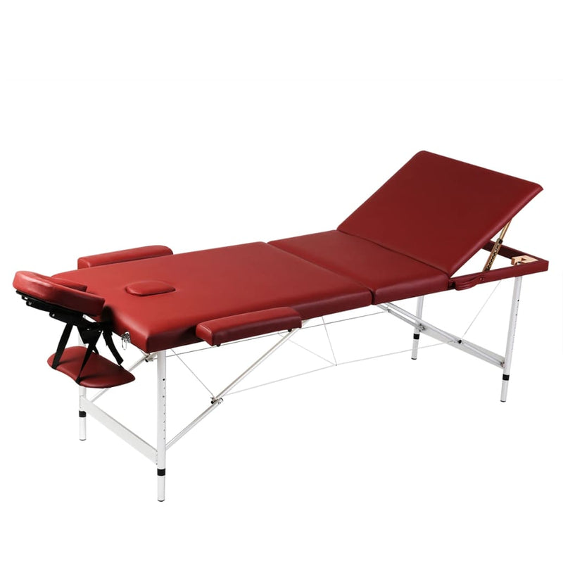 Black Foldable Massage Table 3 Zones with Aluminium Frame