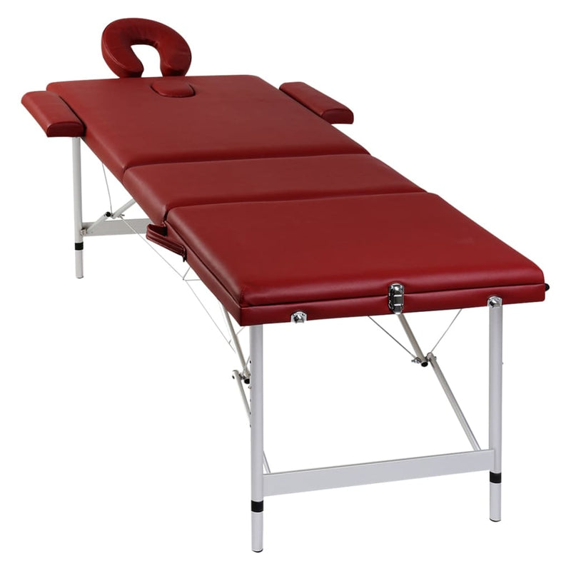 Black Foldable Massage Table 3 Zones with Aluminium Frame