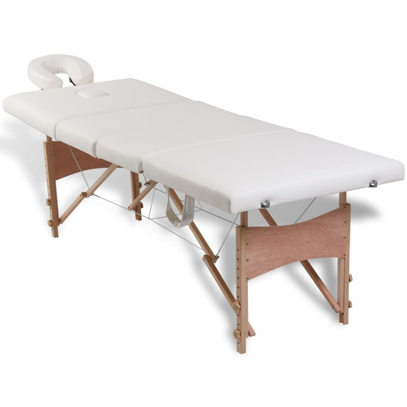vidaXL Black Foldable Massage Table 4 Zones with Wooden Frame