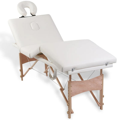 vidaXL Black Foldable Massage Table 4 Zones with Wooden Frame