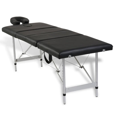 vidaXL Black Foldable Massage Table 4 Zones with Aluminium Frame
