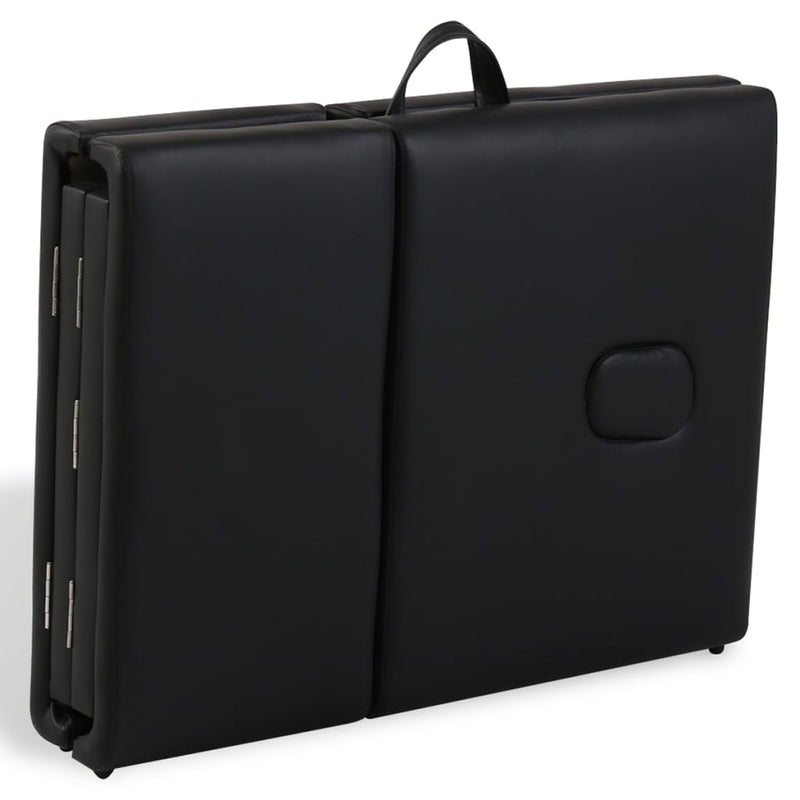 vidaXL Black Foldable Massage Table 4 Zones with Aluminium Frame