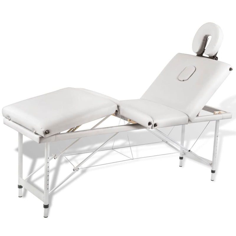 vidaXL Black Foldable Massage Table 4 Zones with Aluminium Frame