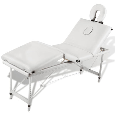 vidaXL Black Foldable Massage Table 4 Zones with Aluminium Frame