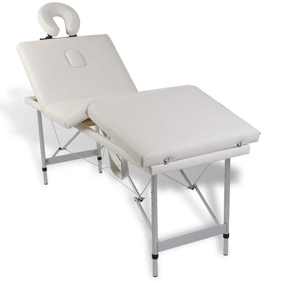 vidaXL Black Foldable Massage Table 4 Zones with Aluminium Frame