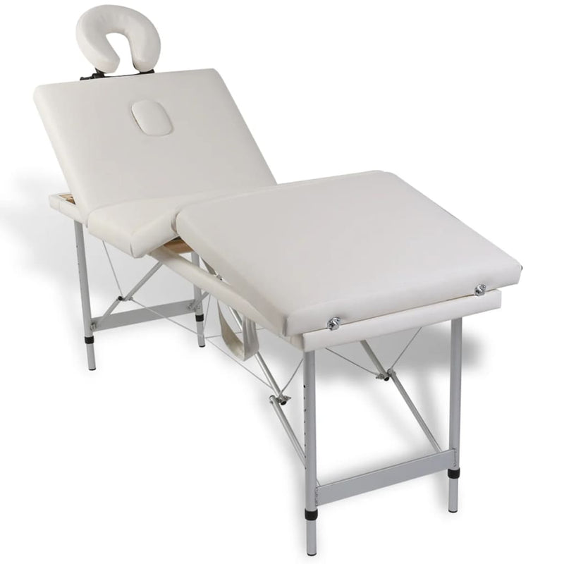 vidaXL Black Foldable Massage Table 4 Zones with Aluminium Frame