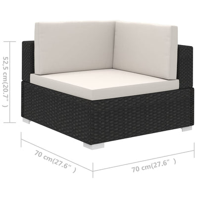 vidaXL 6 Piece Garden Lounge Set with Cushions Poly Rattan Black