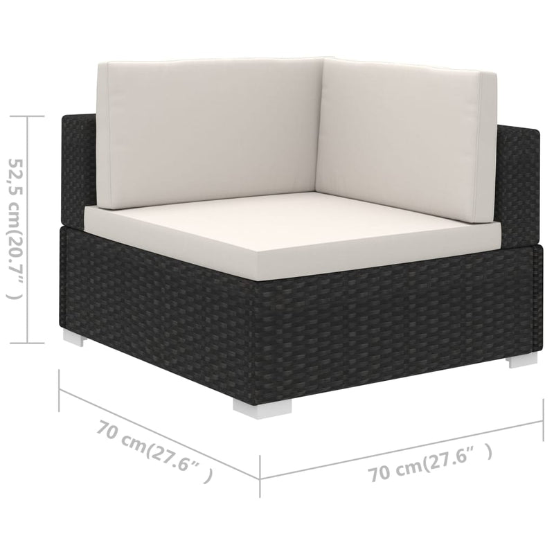 vidaXL 6 Piece Garden Lounge Set with Cushions Poly Rattan Black