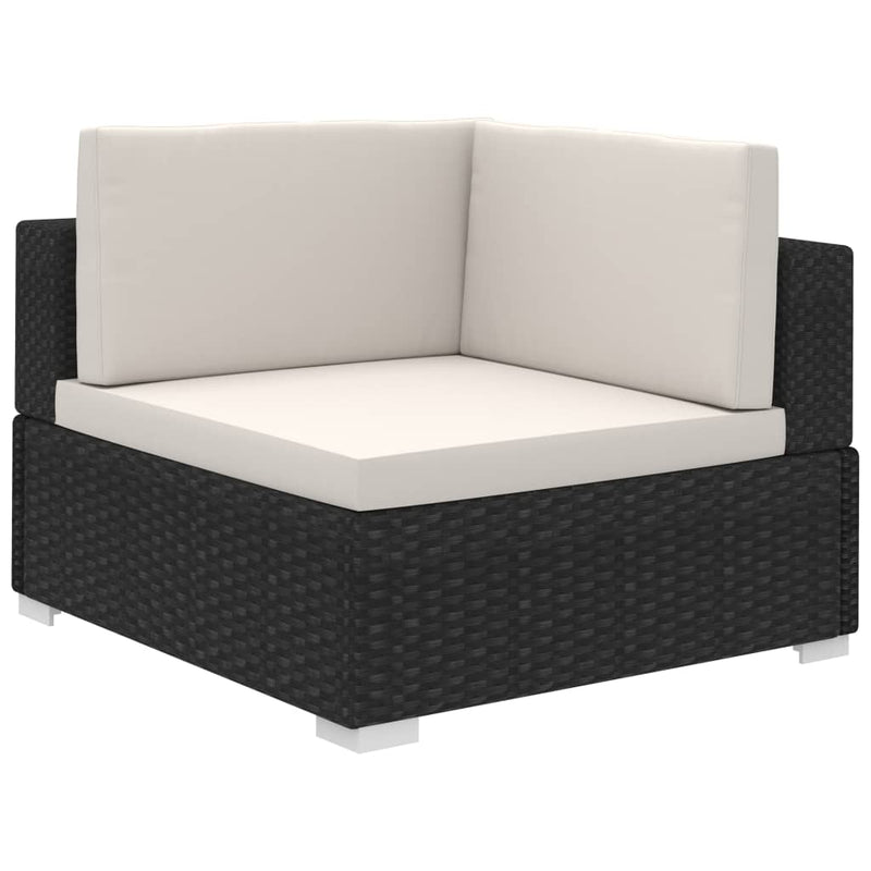 vidaXL 12 Piece Garden Lounge Set with Cushions Poly Rattan Black