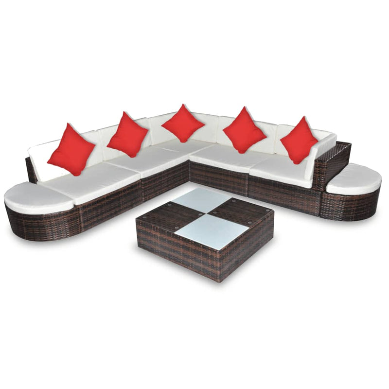 vidaXL 8 Piece Garden Lounge Set with Cushions Poly Rattan Black