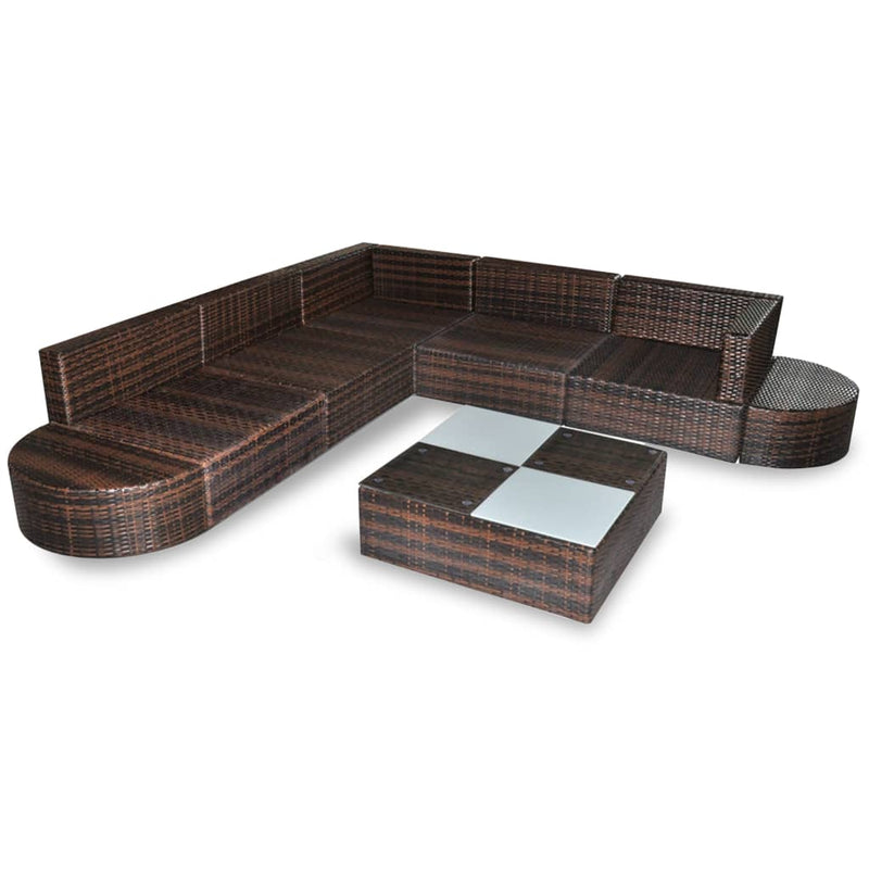vidaXL 8 Piece Garden Lounge Set with Cushions Poly Rattan Black