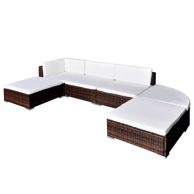 vidaXL 6 Piece Garden Lounge Set with Cushions Poly Rattan Black