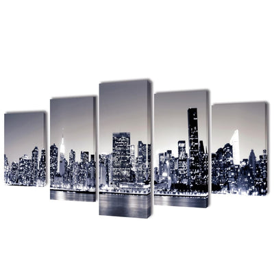 Canvas Wall Print Set Birds Eye View of New York Skyline 200 x 100 cm