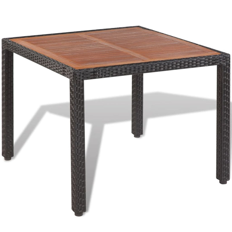 vidaXL 5 Piece Outdoor Dining Set with Cushions Poly Rattan Black