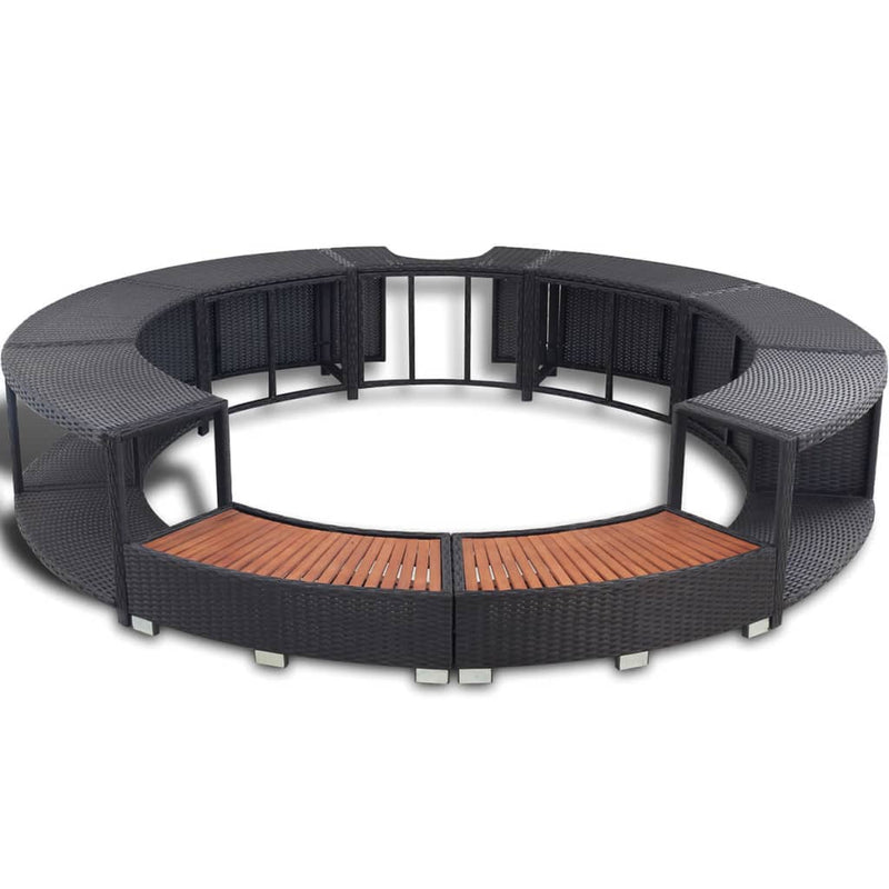 vidaXL Hot Tub Surround Black Poly Rattan