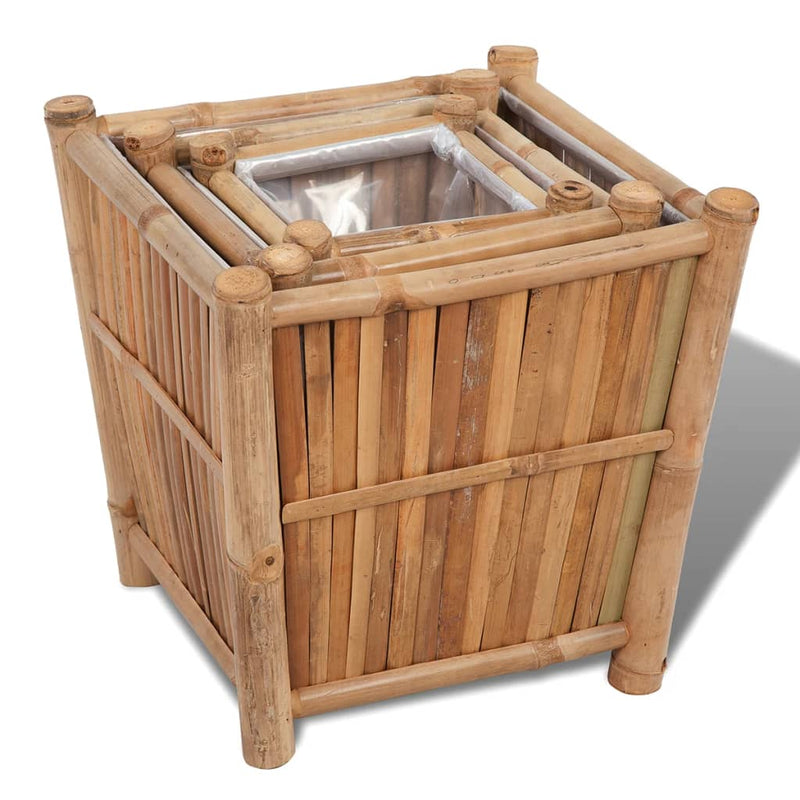 vidaXL 3 pcs Bamboo Raised Bed with Nylon Lining