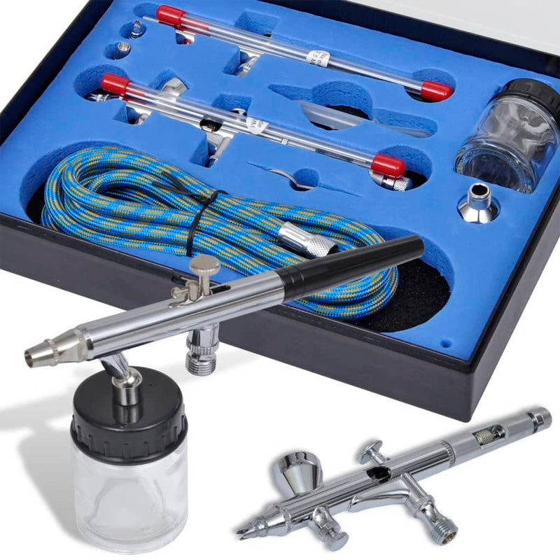 vidaXL Airbrush Set with 2 Spray Guns