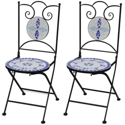 vidaXL Mosaic Bistro Chairs 2 pcs Grey