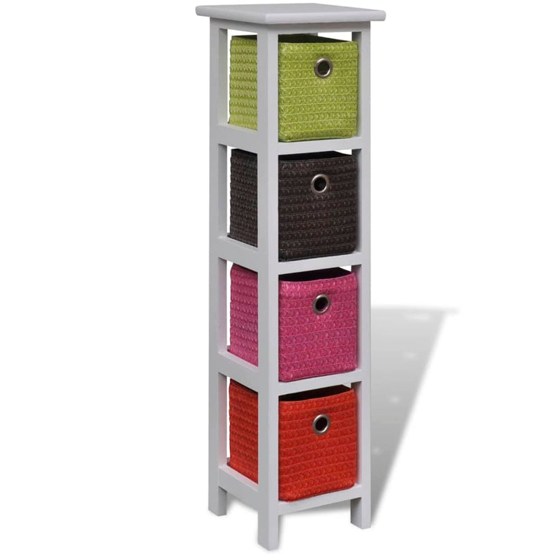 vidaXL Storage Rack with Multi-colour Baskets Paulownia Wood
