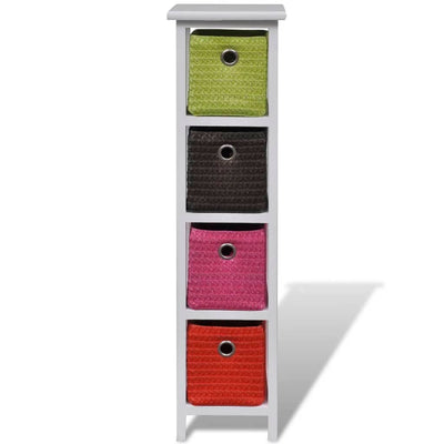 vidaXL Storage Rack with Multi-colour Baskets Paulownia Wood