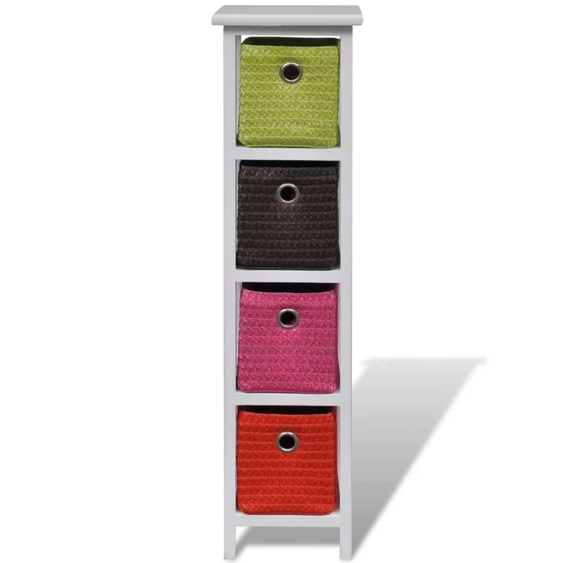 vidaXL Storage Rack with Multi-colour Baskets Paulownia Wood
