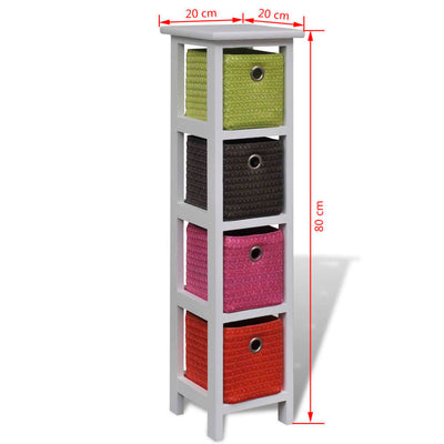 vidaXL Storage Rack with Multi-colour Baskets Paulownia Wood