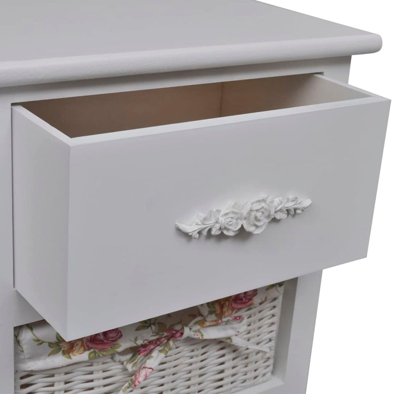 vidaXL Cabinet with 1 Drawer and 3 Baskets White Wood