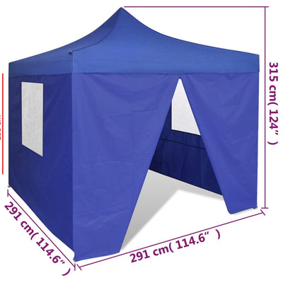vidaXL Blue Foldable Tent 3 x 3 m with 4 Walls