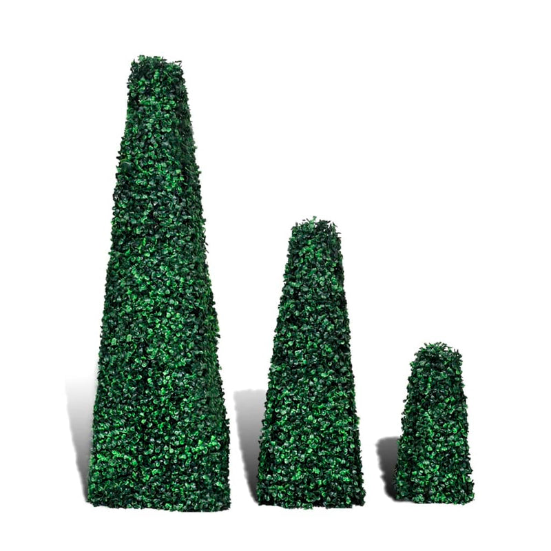 vidaXL Set of 3 Artificial Boxwood Pyramid Topiary