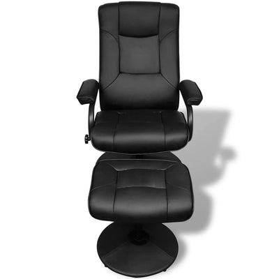 vidaXL TV Armchair with Footstool Black Faux Leather