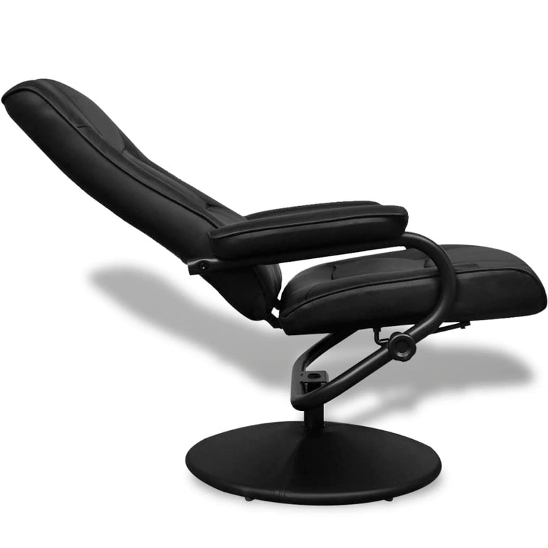 vidaXL TV Armchair with Footstool Black Faux Leather