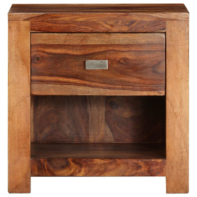 vidaXL Nightstand with 1 Drawer Solid Sheesham Wood