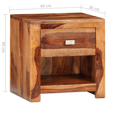 vidaXL Nightstand with 1 Drawer Solid Sheesham Wood