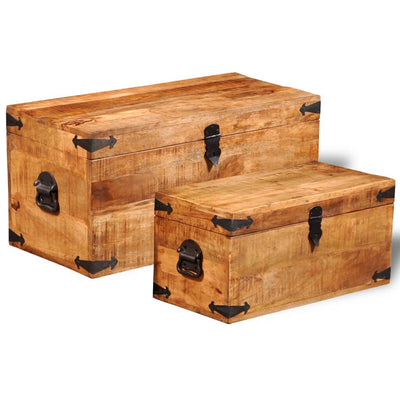 vidaXL Storage Chest Set 2 Pieces Rough Mango Wood