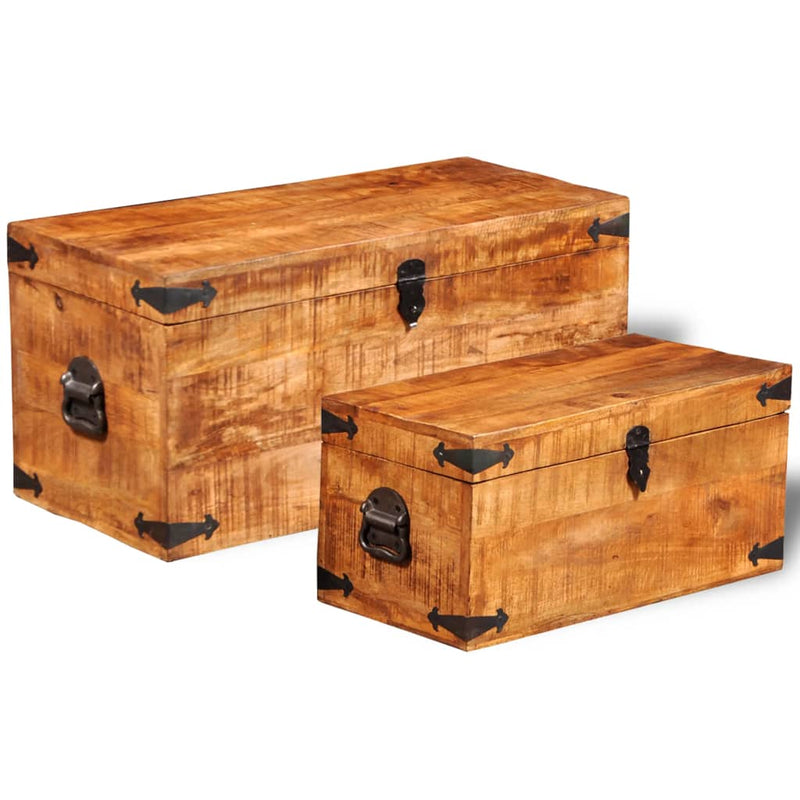 vidaXL Storage Chest Set 2 Pieces Rough Mango Wood