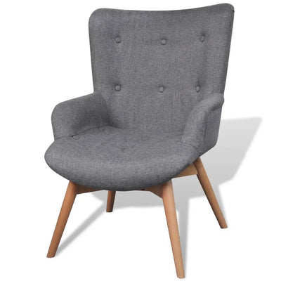 vidaXL Armchair with Footstool Grey Fabric