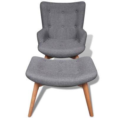 vidaXL Armchair with Footstool Grey Fabric