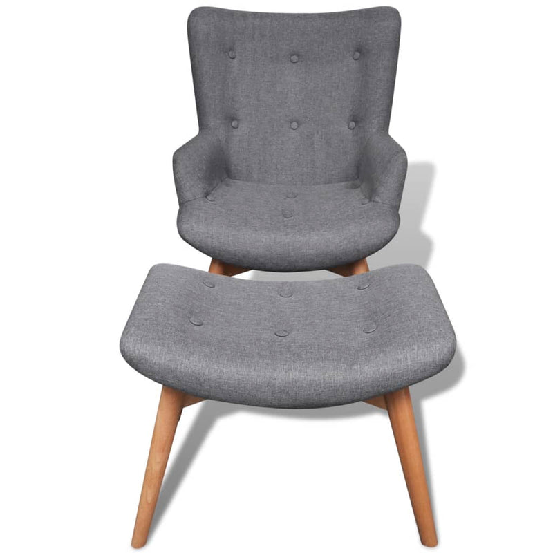 vidaXL Armchair with Footstool Grey Fabric