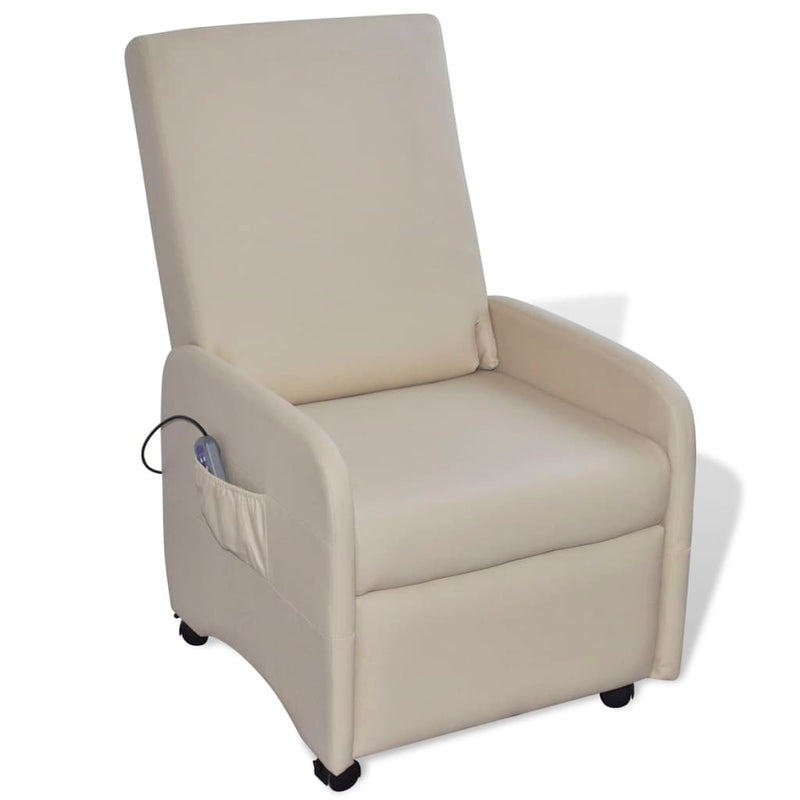 vidaXL Massage Chair Cream Faux Leather