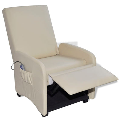 vidaXL Massage Chair Cream Faux Leather