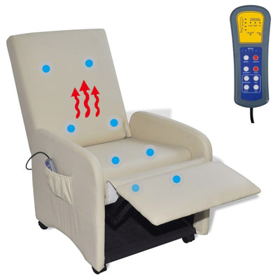 vidaXL Massage Chair Cream Faux Leather