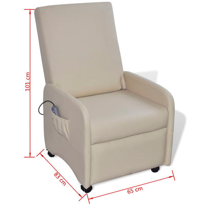 vidaXL Massage Chair Cream Faux Leather