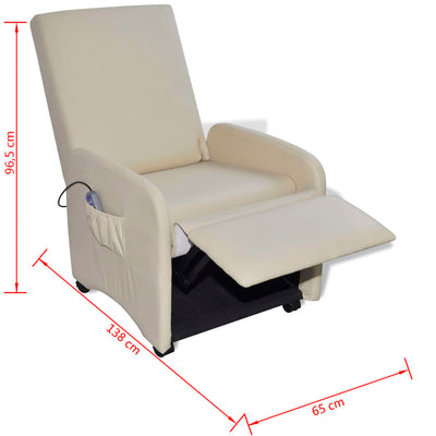 vidaXL Massage Chair Cream Faux Leather