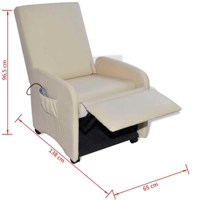 vidaXL Massage Chair Cream Faux Leather