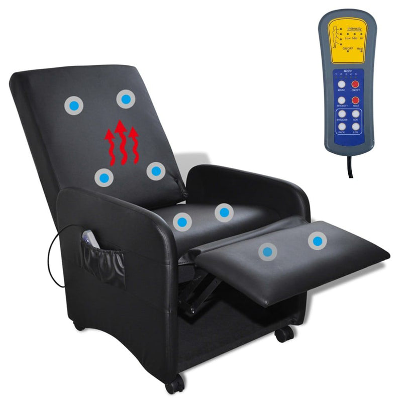 vidaXL Massage Chair Black Faux Leather