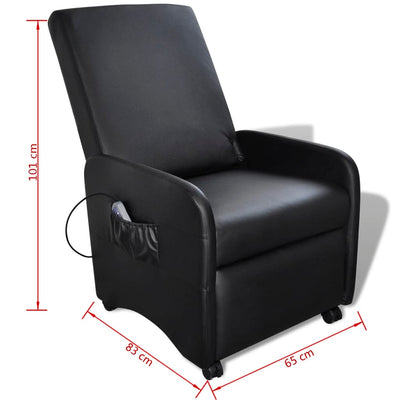 vidaXL Massage Chair Black Faux Leather