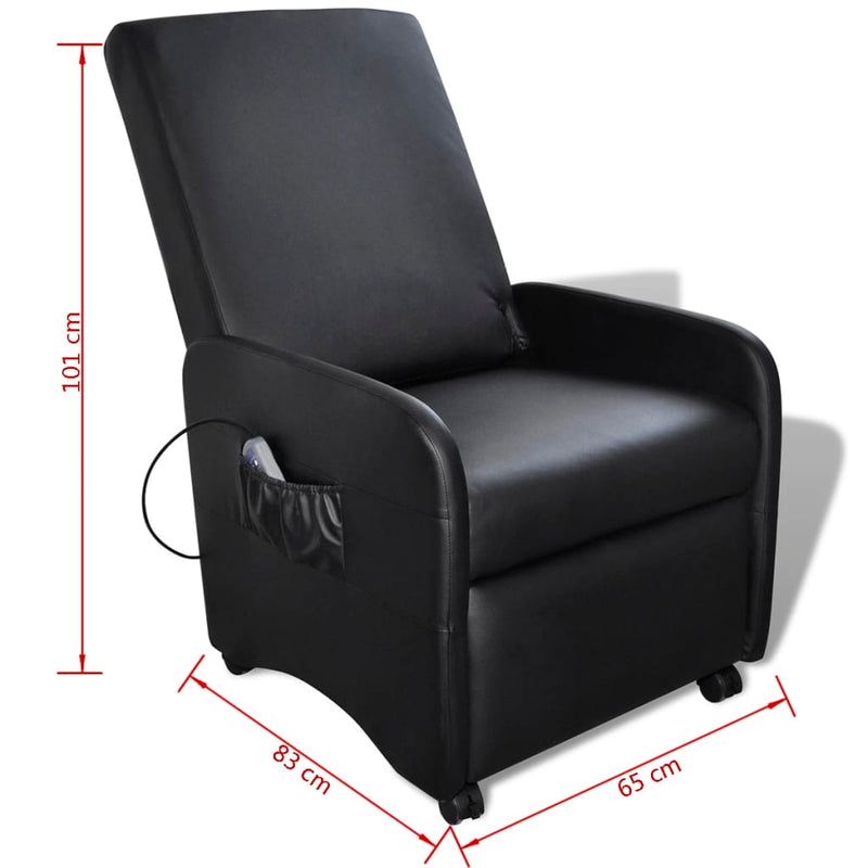 vidaXL Massage Chair Black Faux Leather