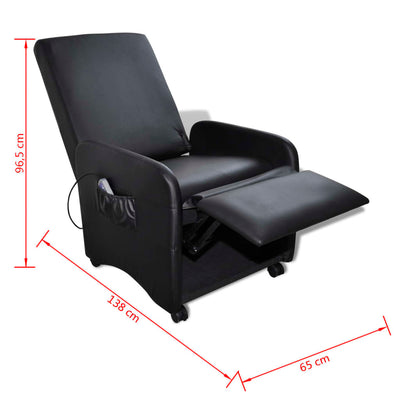 vidaXL Massage Chair Black Faux Leather